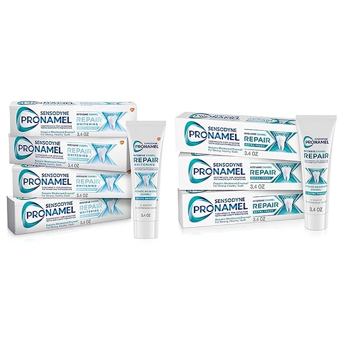 Sensodyne Pronamel Intensive Enamel Repair Toothpaste - 3.4 Ounces x 4 & Pronamel Intensive Enamel Repair Toothpaste for Sensitive Teeth - 3.4 Ounces (Pack of 3)