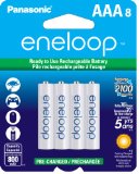 Panasonic BK-4MCCA8BA Eneloop AAA New 2100 Cycle Ni-MH Pre-Charged Rechargeable Batteries 8-Pack
