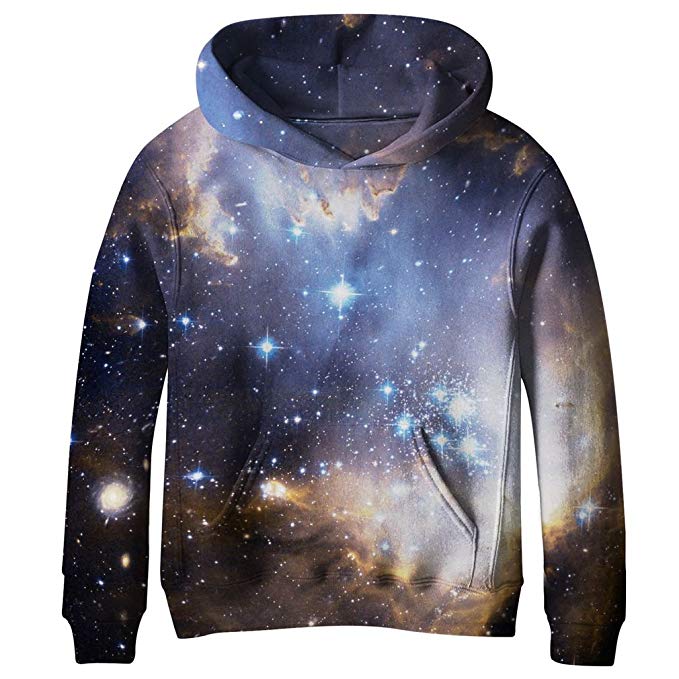 SAYM Teen Boys' Galaxy Fleece Sweatshirts Pocket Pullover Hoodies 4-16Y