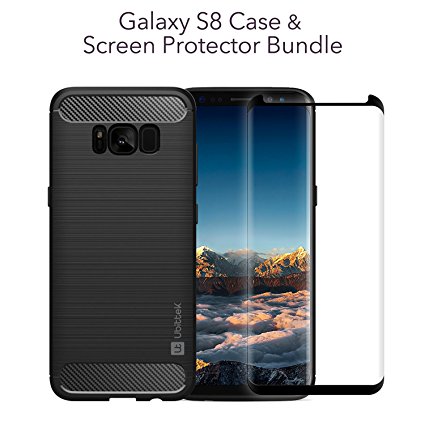 Samsung Galaxy S8 Case with Tempered Glass Screen Protector, Ubittek Dynamic Stroked Line Pattern Trim Durable Anti-Slip TPU Ultra Thin Case with [3D Curved Glass] [Tempered Glass] Screen Protector