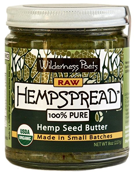 Wilderness Poets 100% Pure Hempspread - Organic Hemp Seed Butter (8 oz Glass Jar)