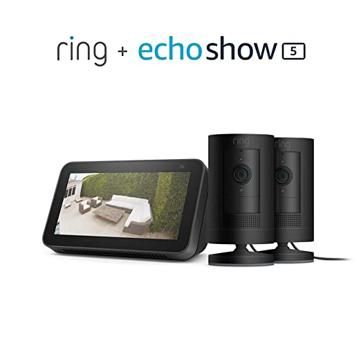 Stick up Cam Wired (Black) 2PK bundle with Echo Show 5 (2nd Gen)