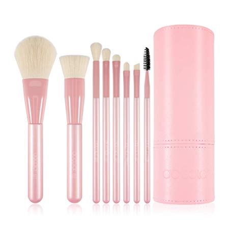 Docolor Makeup Brushes 8Pieces Pinky Premium Makeup Brushes Set with Foundation Powder Mineral Eye Face Make Up Brushes with Brush Holder