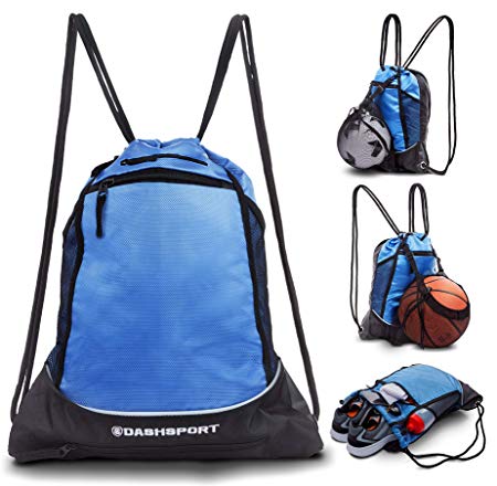 Drawstring Bag with Mesh Net - Sackpack with Ball Net for All Sports - Soccer Bag, Basketball, Volleyball, Baseball for Youth - Sports Sack, Gym Bag for Men and Women, Tote Bag, Light Backpack