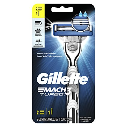 Gillette Mach3 Turbo Men's Razor, Handle & Blade Refills, 2 Count, Mens Razors / Blades