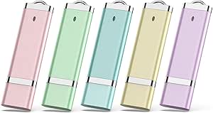 32GB USB Flash Drive, 5 Pack Thumb Drive 32GB USB 2.0 Flash Drives Cute USB Memory Stick Pen Drive with LED Indicator, Jump Drive for Data Storage - (Blue, Green, Pink, Purple, Yellow)