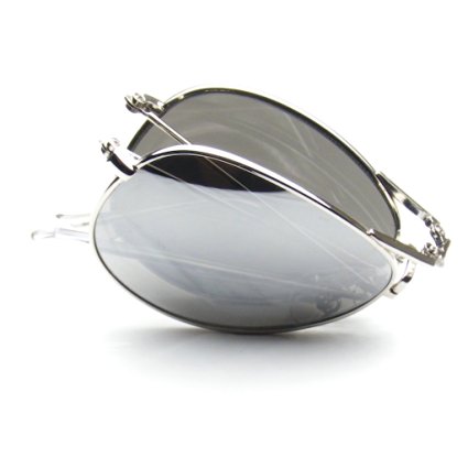 Emblem Eyewear Folding Pocket Metal Aviator Sunglasses
