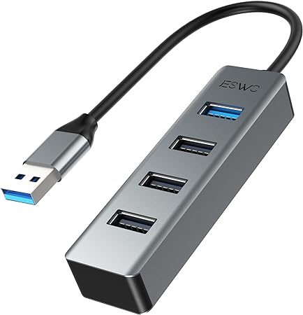 USB Hub,JESWO Aluminum 4-in-1 USB Splitter with 1 USB 3.0 Port and 3 USB 2.0 Ports for Windows 10, 8, 7, Vista, XP, Mac OS X, Linux and More