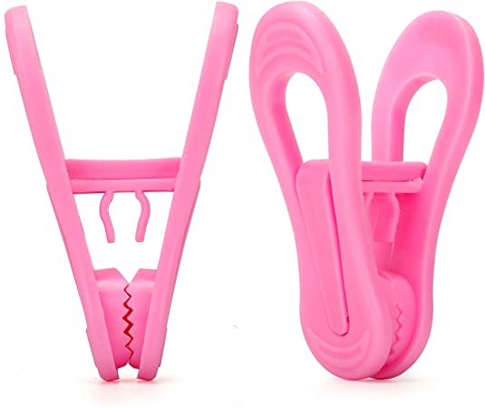 Tinfol 24pc Pink Plastic Hanger Clips, Strong Pinch Grip Finger Clips for Plastic Clothes Hangers, Multi-Purpose Hanger Clips