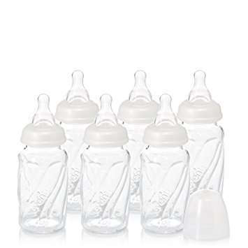 Evenflo Feeding Glass Premium Proflo Vented Plus Bottles for Baby, Infant and Newborn - Helps Reduce Colic - Clear, 4 Ounce (Pack of 6)