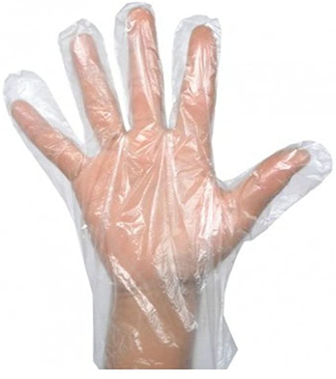 CrazyGadget 1000 x Large Clear Disposable Plastic Polythene PE Gloves Cleaning Prepare Food Decorating