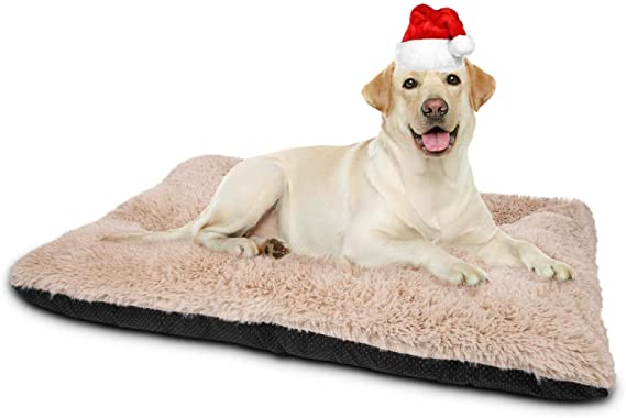 JOEJOY Dog Bed Crate Pad, Ultra Soft Calming Washable Anti-Slip Mattress Kennel Crate Bed Pad Mat 24/30/36/42 Inch for Large Extra Large Medium Small Dogs and Cats Sleeping, Anti-Slip Dog Cushion