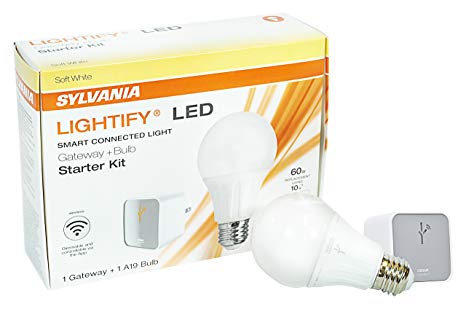 SYLVANIA 71932 SW Zigbee Starter Kit, Includes: (1) A19 Soft White On/Off/DIM 60W & (1) Lightify Gateway, Color