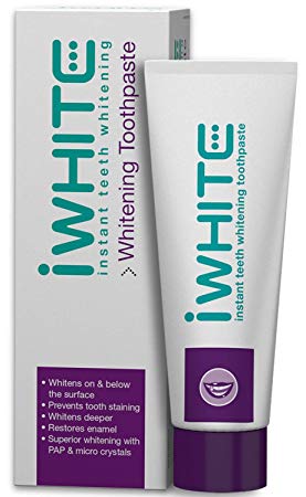 iWhite Instant Active Teeth Whitening Toothpaste with Triple Action for Teeth Whitening, Stain Removal, and Enamel Restoration (75ml)