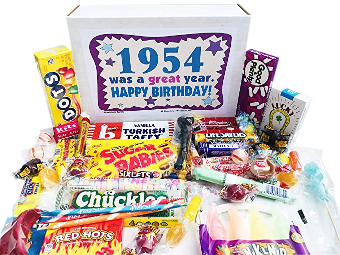 Woodstock Candy ~ 1954 68th Birthday Gift Box of Retro Candy Assortment from Childhood for 68 Year Old Man or Woman Born 1954 Jr