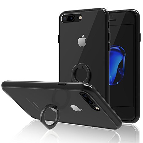 iPhone 7 Plus Case, JETech [Ring Holder Kickstand] Bumper Case Shock-Absorption and Anti-Scratch Clear Back for Apple iPhone 7 Plus (Black)