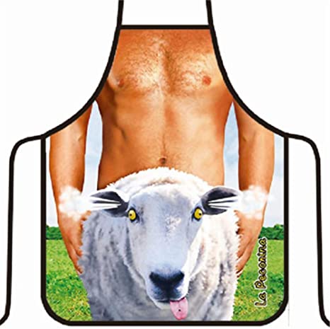 OYSRONG Funny Comics Cute Cartoon Kitchen Cooking Adult Apron for Birthday Gift (Sheep)