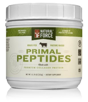 Natural Forcereg Primal Peptides 1 RATED PALEO PROTEIN POWDER - 100 Free Range Hydrolyzed Collagen Protein for Sport sourced from Grass Fed Collagen Peptides Paleo Protein Unflavored 1175 oz