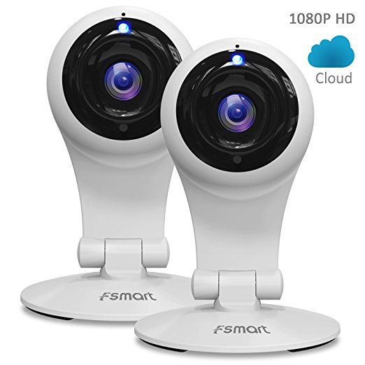 FSMART 1080P Home Camera , Wifi Indoor Wireless Security IP System, Baby/Pet Monitor With Two Way Audio/Night Vision/Motion Detection (2 PACK)-Cloud Service Available