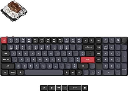 Keychron K17 Pro QMK/VIA Low-Profile Custom Wireless Mechanical Keyboard 96% Layout Programmable Knob Bluetooth/Wired White Backlight Compatible with Mac Windows Linux