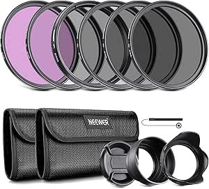 NEEWER 40.5mm ND Lens Filter Kit: UV, CPL, FLD, ND2, ND4, ND8, Lens Hood and Lens Cap Compatible with Canon Nikon Sony Panasonic DSLR Cameras with 40.5mm Lens