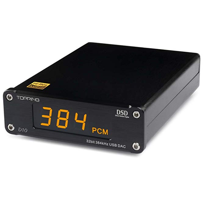 Topping D10 DSD Audio Decoder Music Receiver USB Coaxial Optical Fiber Xmos CS4398 24Bit 192Khz (D10 Black)