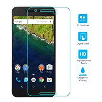 TNP Google Nexus 6P Screen Protector Tempered Glass Ultra Clear 0.33mm 9H Hardness 2.5D Premium Anti Scratch Fingerprint Hard Screen Film Cover Shield Guard for 2015 Huawei Google Nexus 6P 5.7"