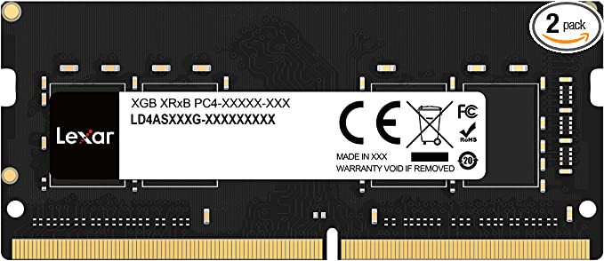 Lexar 32GB Kit (16GBx2) DRAM, DDR4 3200 MHz SODIMM Laptop Memory for Everyday Users, Performance Upgrade (LD4AS016G-R3200UDST)