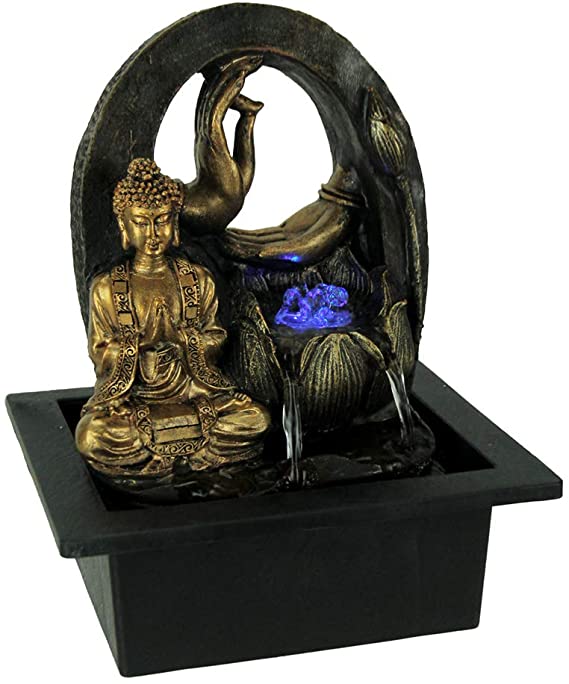 Fantasy Gifts Buddha Greeting and Teaching LED Lighted Tabletop Fountain