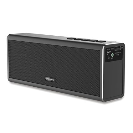 Bluetooth Speakers, Superway Boombox Stereo 20W Speaker (Dual 10W Drivers, Dual Passive Subwoofers, Strong Bass, Aluminum-Alloy, Bluetooth 4.0, Built-in Microphone) Wireless Phone Speaker, Black