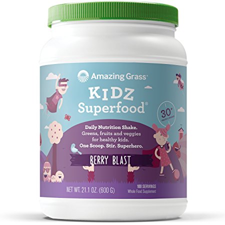 Amazing Grass, Organic Vegan Kidz Superfood Powder with Greens, Flavor: Berry Blast, 100 Servings