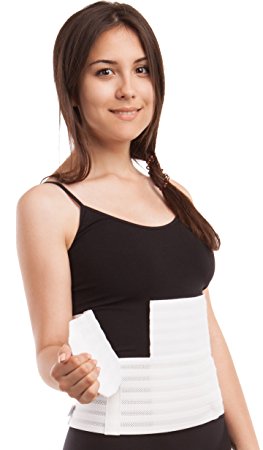 GABRIALLA Abdominal Binder for Women, Stomach Wrap Band, 9 Inch Wide Belly Compression Support Belt for Post Surgery, Postpartum, C Section, Hernia, Tummy Shaper Girdle: AB-309(W) White, X-Large