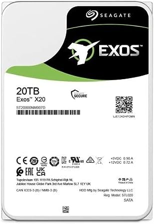 Seagate Exos X20 20TB 3.5" SATA 6GB/s HDD/Hard Drive