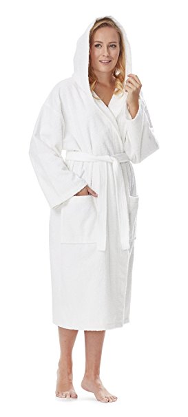 Arus Women's Classic Hooded Bathrobe Turkish Cotton Terry Cloth Robe