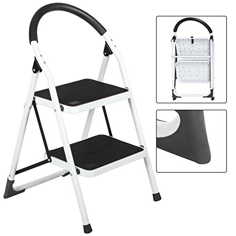 Idealchoiceproduct 2 Step Lightweight Folding Stool Heavy Duty Capacity Ladder Home Use
