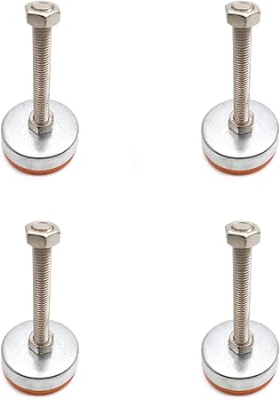 Self Leveling Feet,Set of 4, Furniture Legs T-Nut Leg Leveler 780 Lb Capacity D60xM12x100 Stainless Steel Orange