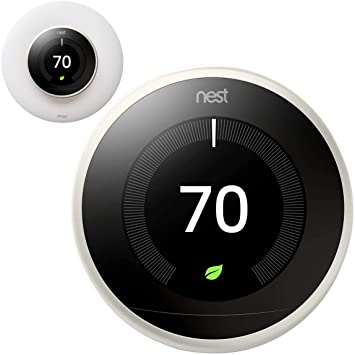 Google Nest Learning Smart Thermostat - 3rd Generation - White T3017US Bundle with elago Wall Plate Upgraded Wall Mount Cover Designed for Google Nest Learning Thermostat - Matte White