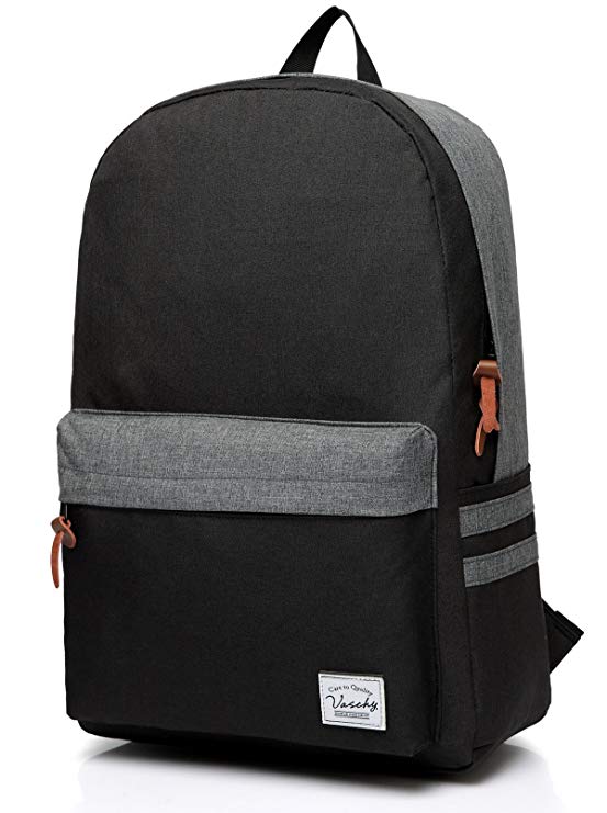 Vaschy Unisex Classic Water Resistant School Rucksack Travel Backpack 14Inch Laptop