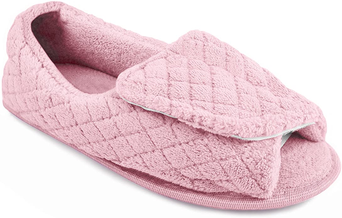 MUK LUKS Women's Micro Chenille Adjustable Open Toe Full Foot Slipper