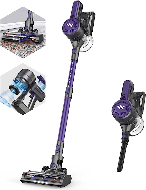 Fykee Vacuum Cleaner, Cordless Vacuum Cleaner with 0.8L Dust Cup and 80,000 PRM Brushless Motor, Stick Vacuum Cleaner with Large Detachable Battery up to 35 mins Run Time