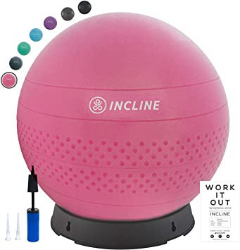Incline Fit Anti-Burst Exercise Ball, Base & Pump