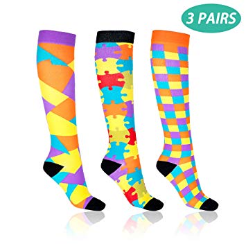 Compression Socks for Men & Women - Wangbo (15-20 mmHg) Graduated Compression Stockings for Medical, Athletics, Running, Nurses, Pregnancy, Edema, Diabetic, Varicose Veins, Shin Splints (3 Pairs)