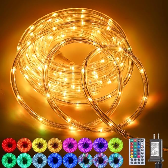 65ft 400 LED Waterproof Color Changing Rope Lights,Indoor Outdoor 16 Colors Changing Led Rope Lights with Remote for Outside, Deck, Patio, Pool, Camping, Bedroom, Landscape Lighting Decorations