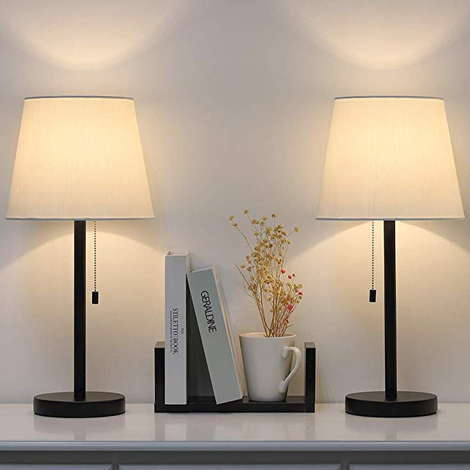 Modern Table Lamp Set of 2, Bedside Lamps for Bedroom, Living Room, Nightstand, Dresser, Desk, Coffee Table, Office