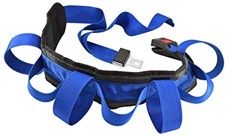 Secure STWB-70A Padded Transfer and Walking Gait Belt with Caregiver Hand Grips and Quick Release Auto Style Buckle - Medical Nursing Patient Assist Aid (70"L x 4"W, Blue Handle (Auto Style Buckle))