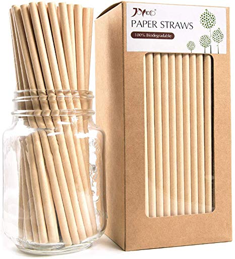 JOYECO Paper Straws Biodegradable Drinking Straw Plasticless 100% Plant-Based Compostable Bulk for Juices, Shakes, Restaurants and Party (240 Pack, Brown Kraft)