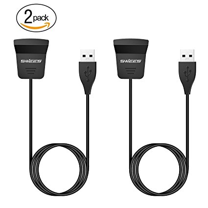 Fitbit Alta HR Charger 2 Packs, Swees 1m / 3.3ft Replacement USB Charger Cable Cord Charging Cradle Dock Adapter for Fitbit Alta HR Heart Rate, Black