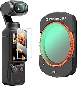 K&F Concept CPL Filters Compatible with DJI Osmo Pocket 3, Polarizer Multi-layer Coatings with Alloy Frame Polarizing PL Pocket 3