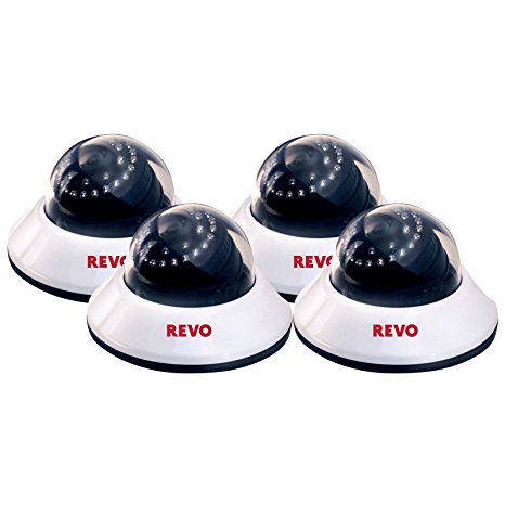 REVO America RCDS30-2BNDL4 600 TVL Indoor Dome Surveillance Camera with 80-Feet Night Vision (4-Pack)