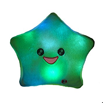 Amico Smile Star Design Color Changing LED Light Toss Thrown Pillow White